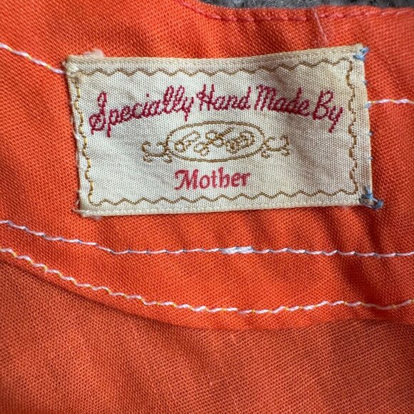 Vintage Handmade Peasant Dress Sweetheart Neckline Orange Floral Print Rick Rack - Picture 7 of 8